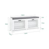 SoBuy FSR184-W Banc Chaussures, Rangement pour Chaussures, Armoire à Chaussures, Meuble d'entrée, Coffre avec 2 Abattants et 1 Coussin, pour Entrée, Couloir, Chambre et Salon, Blanc, L110xP29xH49 cm