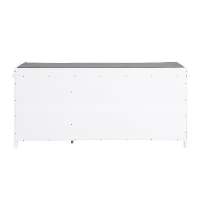SoBuy FSR185-W Banc de Rangement, Meuble d'Entrée, Commode à Chaussure, Banquette avec Coussin Rembourré 1 Abattant et 2 Tiroir