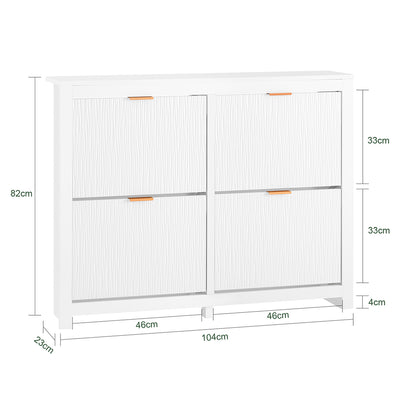 SoBuy FSR186-II-W Pantofar cu Uși Rabtabile și 4 Niveluri – Organizare de Familie pentru Intrare – 104x23x82 cm Alb