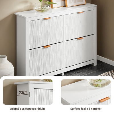 SoBuy FSR186-II-W Pantofar cu Uși Rabtabile și 4 Niveluri – Organizare de Familie pentru Intrare – 104x23x82 cm Alb