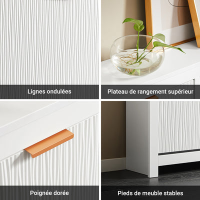 SoBuy FSR186-II-W Pantofar cu Uși Rabtabile și 4 Niveluri – Organizare de Familie pentru Intrare – 104x23x82 cm Alb