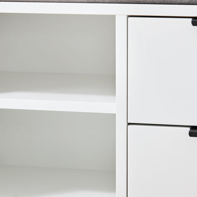 SoBuy FSR187-W Banc à Chaussures avec Coussin Rembourré, 2 Portes Coulissantes et 2 Tiroirs, pour Entrée et Couloir, Compact – L110×P35×H51 cm, Métal, Blanc
