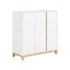 SoBuy FSR190-WN Dulap Pantofar cu 3 Uși și 1 Sertar, Organizator Hol Intrare – 80x34x85 cm, Alb și Natur