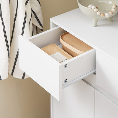 SoBuy FSR190-WN Dulap Pantofar cu 3 Uși și 1 Sertar, Organizator Hol Intrare – 80x34x85 cm, Alb și Natur