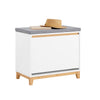 SoBuy FSR191-WN Banc pentru Pantofi cu Pernă Căptușită și 1 Compartiment cu Ușă cu Rabată pentru Hol de Intrare – 60x34x55 cm, Alb și Natur