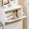 SoBuy FSR193-WN Meuble à Chaussures à Abattants 2 Niveaux – Rangement Familial pour Entrée – 60x34x91 cm Blanc et Bois