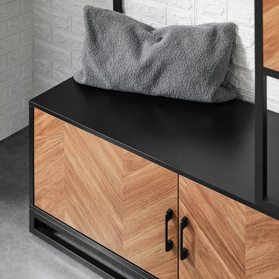 SoBuy FSR194-N Portemanteau avec Banc, Barre et 5 Crochets, Meuble d'Entrée Vestiaire Multifonction – 100x40x180 cm
