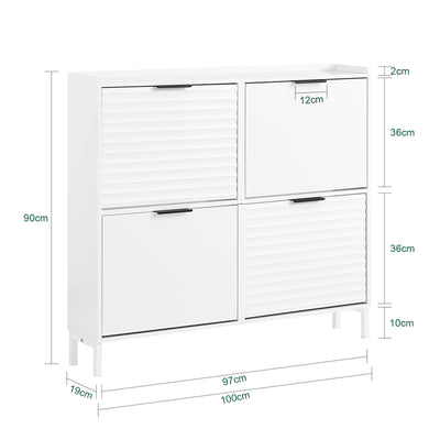 SoBuy FSR197-W Dulap de Pantofi Ultra-Slim cu Economie de Spațiu 19cm – Intrare Îngustă – Alb
