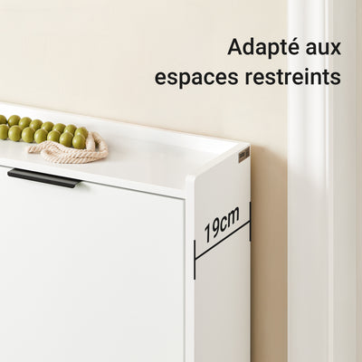 SoBuy FSR197-W Dulap de Pantofi Ultra-Slim cu Economie de Spațiu 19cm – Intrare Îngustă – Alb
