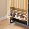 SoBuy FSR203-N Armoire à Chaussures 2 Abattants et Porte Latérale, Design Nordique Compact pour Entrée – 90x24x88 cm, Naturel et Noir