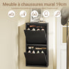 SoBuy FSR204-SCH Meuble à Chaussures Suspendu - Armoire à Chaussures, Meuble Chaussures - Installation Horizontale ou Verticale - pour Entrée, Derrière la Porte, Couloir, Noir, 50x19x100cm