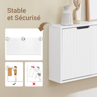 SoBuy FSR204-W Meuble à Chaussures Gain de Place Ultra-Slim 19cm – Entrée Étroite – 50x19x100 cm Blanc