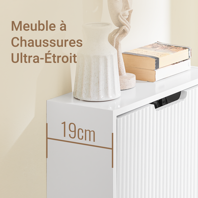 SoBuy FSR204-W Meuble à Chaussures Gain de Place Ultra-Slim 19cm – Entrée Étroite – 50x19x100 cm Blanc