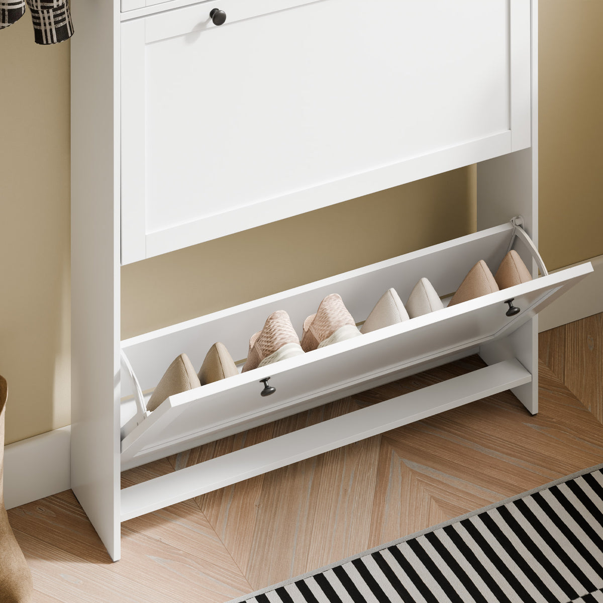 SoBuy FSR207-W Dulap de pantofi ultra-subțire, salveză spațiu, 19 cm – Intrare îngustă – 80x19x107 cm Alb