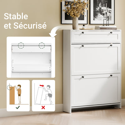 SoBuy FSR207-W Dulap de pantofi ultra-subțire, salveză spațiu, 19 cm – Intrare îngustă – 80x19x107 cm Alb