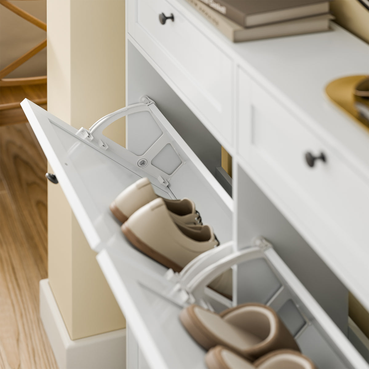 SoBuy FSR208-W Meuble à Chaussures Gain de Place Ultra-Slim 19cm – Entrée Étroite – 100x19x107 cm Blanc