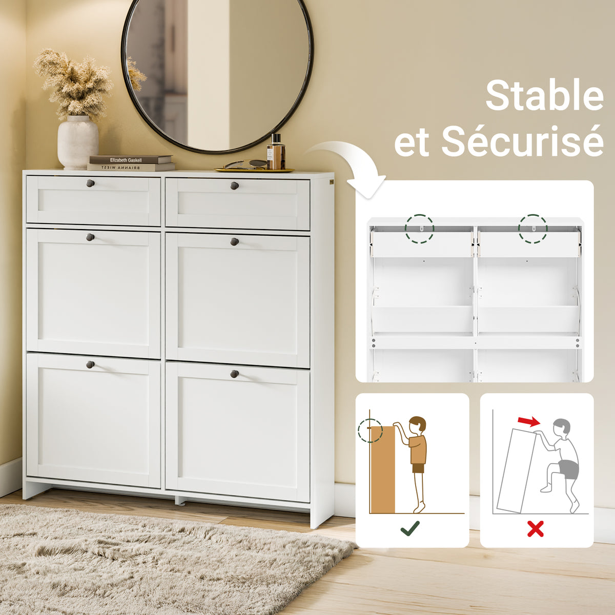SoBuy FSR208-W Meuble à Chaussures Gain de Place Ultra-Slim 19cm – Entrée Étroite – 100x19x107 cm Blanc