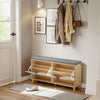 SoBuy FSR211-N Banc pentru Pantofi cu Șezut Căptușit din In, 3 Compartimente Rabataile Slim 24cm, 8 Perechi Mărimea 47, Capacitate de Încărcare 237 kg pentru Hol – 100x24x50 cm, Natural