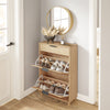 SoBuy FSR212-N, Entrance Shoe Rack - Space-saving Slim Wooden Shoe Rack, Large Capacity for Shoes up to Size 47, Modern Nordic Design, Ideal for Corridor, Entrance, Family, Wood, 60x24x95cm