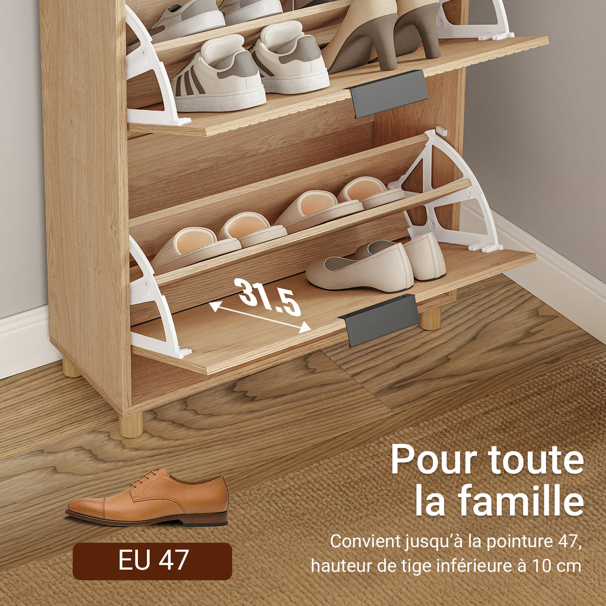 SoBuy FSR212-N Pantofar Salva spațiu – Hol Îngust – 60x24x95 cm Natur