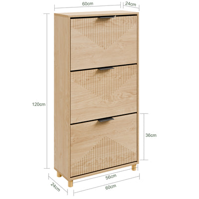 SoBuy FSR213-N Dulap de Pantofi Salvează Spațiu – Hol Îngust – 60x24x120 cm Natural