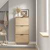 SoBuy FSR212-N, Suport pentru pantofi de intrare - Suport pentru pantofi din lemn subțire, cu economie de spațiu, capacitate mare pentru pantofi până la mărimea 47, design nordic modern, ideal pentru coridor, intrare, familie, lemn, 60x24x95cm