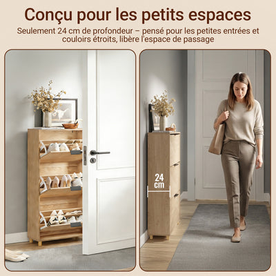 SoBuy FSR213-N Dulap de Pantofi Salvează Spațiu – Hol Îngust – 60x24x120 cm Natural