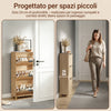 SoBuy FSR212-N, Suport pentru pantofi de intrare - Suport pentru pantofi din lemn subțire, cu economie de spațiu, capacitate mare pentru pantofi până la mărimea 47, design nordic modern, ideal pentru coridor, intrare, familie, lemn, 60x24x95cm