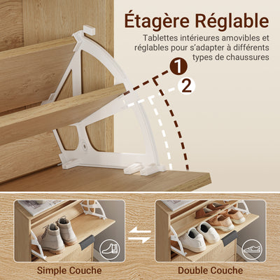 SoBuy FSR213-N Dulap de Pantofi Salvează Spațiu – Hol Îngust – 60x24x120 cm Natural
