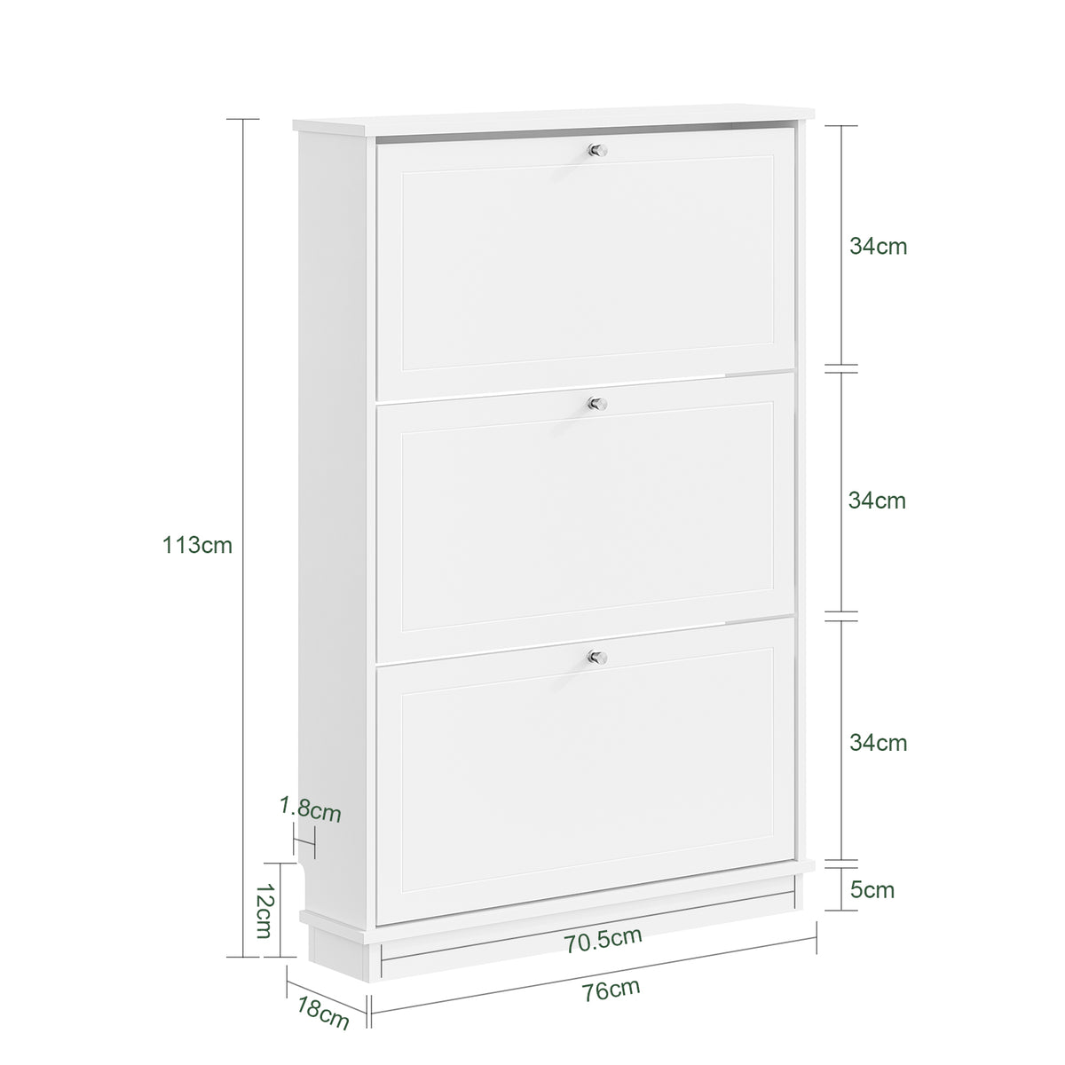 SoBuy FSR215-W Dulap de pantofi ultra-subțire, salveză spațiu, 18 cm – Intrare îngustă – 76x18x113 cm Alb