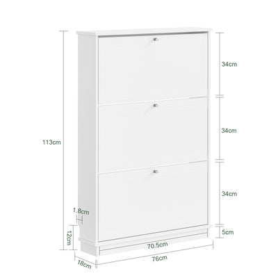 SoBuy FSR215-W Dulap de pantofi ultra-subțire, salveză spațiu, 18 cm – Intrare îngustă – 76x18x113 cm Alb
