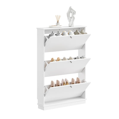 SoBuy FSR215-W Meuble à Chaussures Gain de Place Ultra-Slim 18cm – Entrée Étroite – 76x18x113 cm Blanc