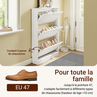 SoBuy FSR215-W Dulap de pantofi ultra-subțire, salveză spațiu, 18 cm – Intrare îngustă – 76x18x113 cm Alb