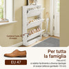 SoBuy FSR215-W, Suport pentru pantofi din lemn subțire, care economisește spațiu, potrivit pentru încălțămintea UE 47, dulap pentru pantofi pentru intrări, coridoare, apartamente mici, perfect pentru studiouri și case moderne - 76x18x113cm