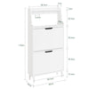 SoBuy FSR151-H-W Dulap de Pantofi cu 3 Uși Batante Ultra-Subțire 19cm, Organizator Compact pentru Hol Intrare – 50x19x129 cm, Alb