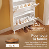 SoBuy FSR151-H-W Dulap de Pantofi cu 3 Uși Batante Ultra-Subțire 19cm, Organizator Compact pentru Hol Intrare – 50x19x129 cm, Alb