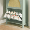 SoBuy FSR223-GR Armoire à Chaussures Cannage 2 Abattants et 1 Tiroir – 12 Paires, Meuble d'Entrée – 62×25×97 cm, Vert