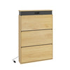 SoBuy FSR226-E-N Meuble à Chaussures 3 Abattants Chêne Clair – Armoire à Chaussures Étroite avec Séchage et Désodorisation, Meuble d'Entrée en Bois pour Couloir – 78×19×115,4 cm, Charge 25 kg