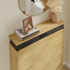 SoBuy FSR226-E-N Meuble à Chaussures 3 Abattants Chêne Clair – Armoire à Chaussures Étroite avec Séchage et Désodorisation, Meuble d'Entrée en Bois pour Couloir – 78×19×115,4 cm, Charge 25 kg