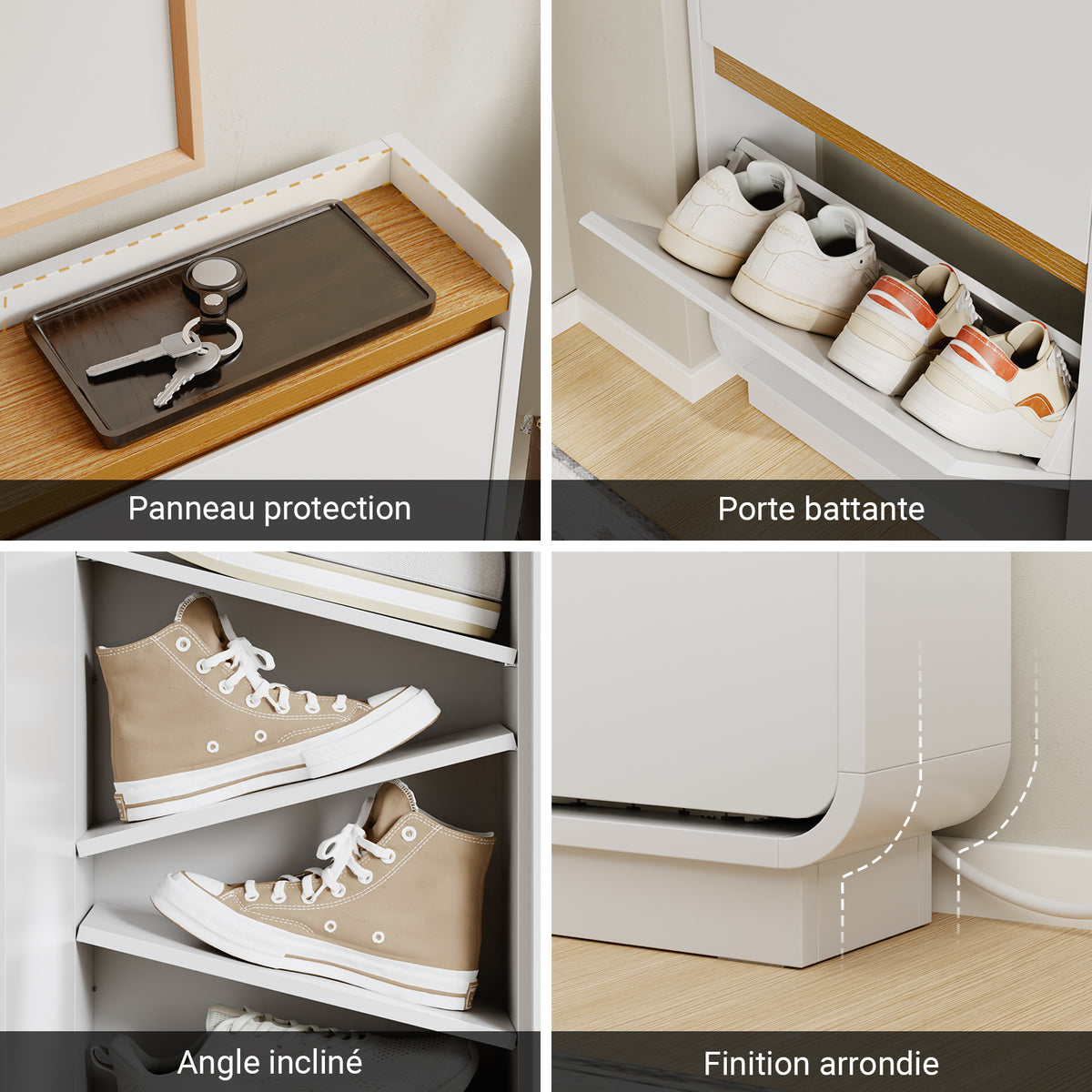 SoBuy FSR229-E-WN Meuble à Chaussures Suspendu Ultra Fin – 15 cm de Profondeur, 14 Paires, USB-C, Blanc, 121 × 15 × 126 cm