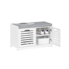 SoBuy FSR23-II-W Banc pentru Pantofi cu Pernă Căptușită, 2 Uși și 4 Compartimente Deschise pentru Intrare – 71x35x43 cm, Alb