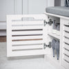 SoBuy FSR23-II-W Banc pentru Pantofi cu Pernă Căptușită, 2 Uși și 4 Compartimente Deschise pentru Intrare – 71x35x43 cm, Alb