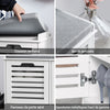 SoBuy FSR23-II-W Banc pentru Pantofi cu Pernă Căptușită, 2 Uși și 4 Compartimente Deschise pentru Intrare – 71x35x43 cm, Alb