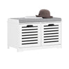 SoBuy FSR23-K-W Banc pentru Pantofi cu Pernă Căptușită și 2 Compartimente de Depozitare pentru Hol – 71x34x43 cm, Alb