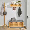 SoBuy FSR23-WN Banc de Pantofi cu Pernă Căptușită și 3 Cuburi de Depozitare pentru Intrare – 105x35x43 cm, Alb și Natur