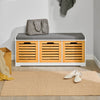 SoBuy FSR23-WN Banc de Pantofi cu Pernă Căptușită și 3 Cuburi de Depozitare pentru Intrare – 105x35x43 cm, Alb și Natur