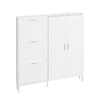 SoBuy FSR231-W Meuble à Chaussures en Bois 2 Portes – Armoire à Chaussures Mince avec Abattants pour Entrée, Blanc Mat – 115,5×14,5×117 cm, Charge 58 kg