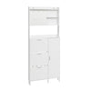 SoBuy FSR232-W Meuble à Chaussures Blanc 12 Paires – Armoire à Chaussures Étroite 14 cm, 3 Tiroirs Basculants et 1 Porte, Panneau Perforé et 6 Crochets – 83×14×197 cm, Charge 70 kg