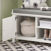 SoBuy FSR35-W Banc pentru Pantofi cu Pernă Căptușită și Spațiu de Depozitare pentru Cizme, Mobilier de Hol – 105x35x43 cm, Alb