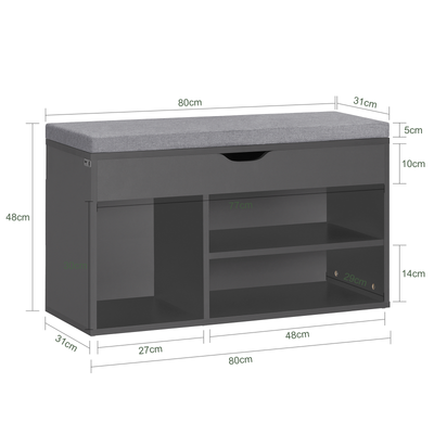 SoBuy FSR45-DG Banc pentru pantofi/cizme cu spațiu de depozitare, cu pernă tapițată, Mobilier de intrare confortabil, Dulap pentru pantofi